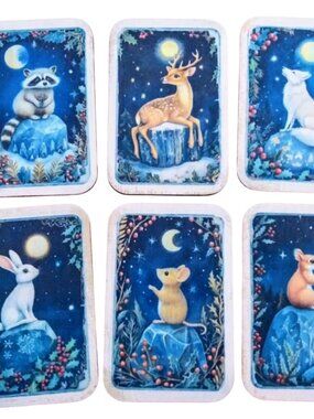 New! Set Of 6! Woodland Christmas Eve 1:6 Scale Dollhouse & Crafting Wood Signs